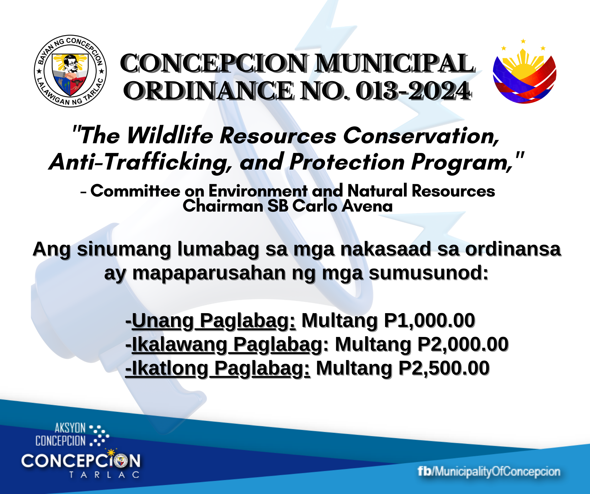 Bagong Ordinansa sa Concepcion para sa Proteksyon ng Ating Wildlife, Isa ng Lokal na Batas